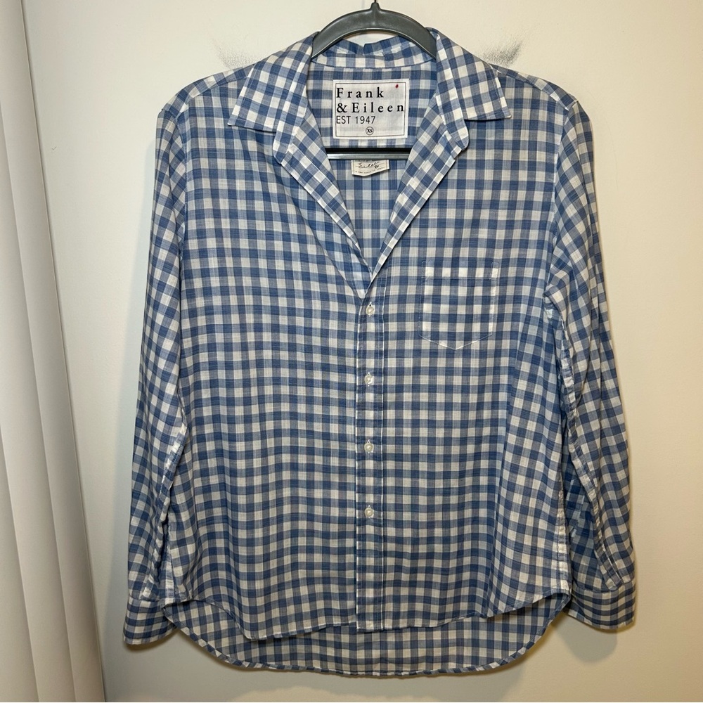 Frank & Eileen Eileen Relaxed Button-Up Shirt Blue/White Plaid Size Extra Small